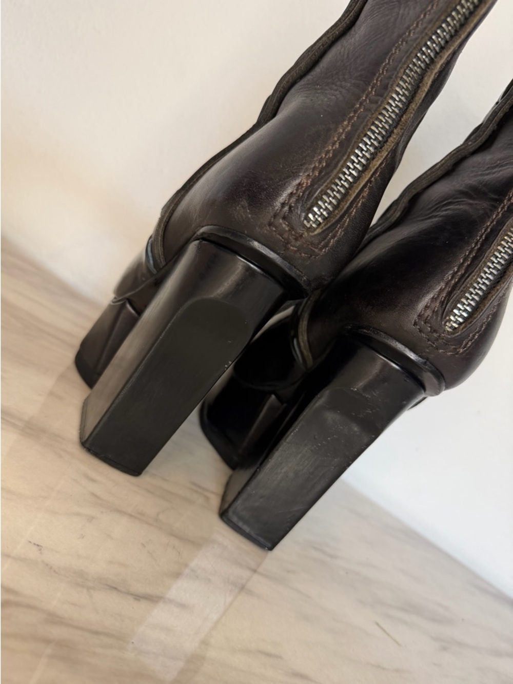 Acne Studios Pixel Platform  Boots Black Leather Lace Up Chunky Heel Women 37 - Picture 7 of 13